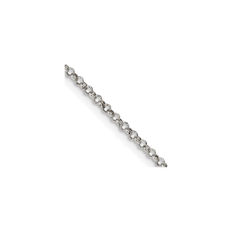 925 White Gold 1.5 mm Polished Chain Necklace, Solid alternate angle