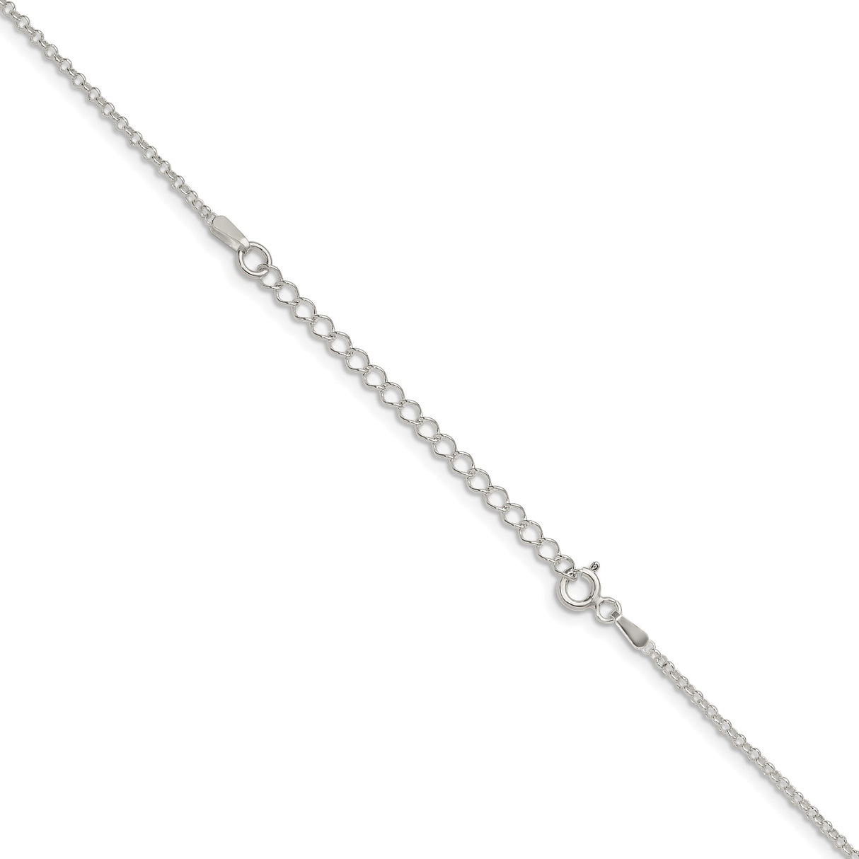 925 White Gold 1.5 mm Polished Chain Necklace, Solid detail view