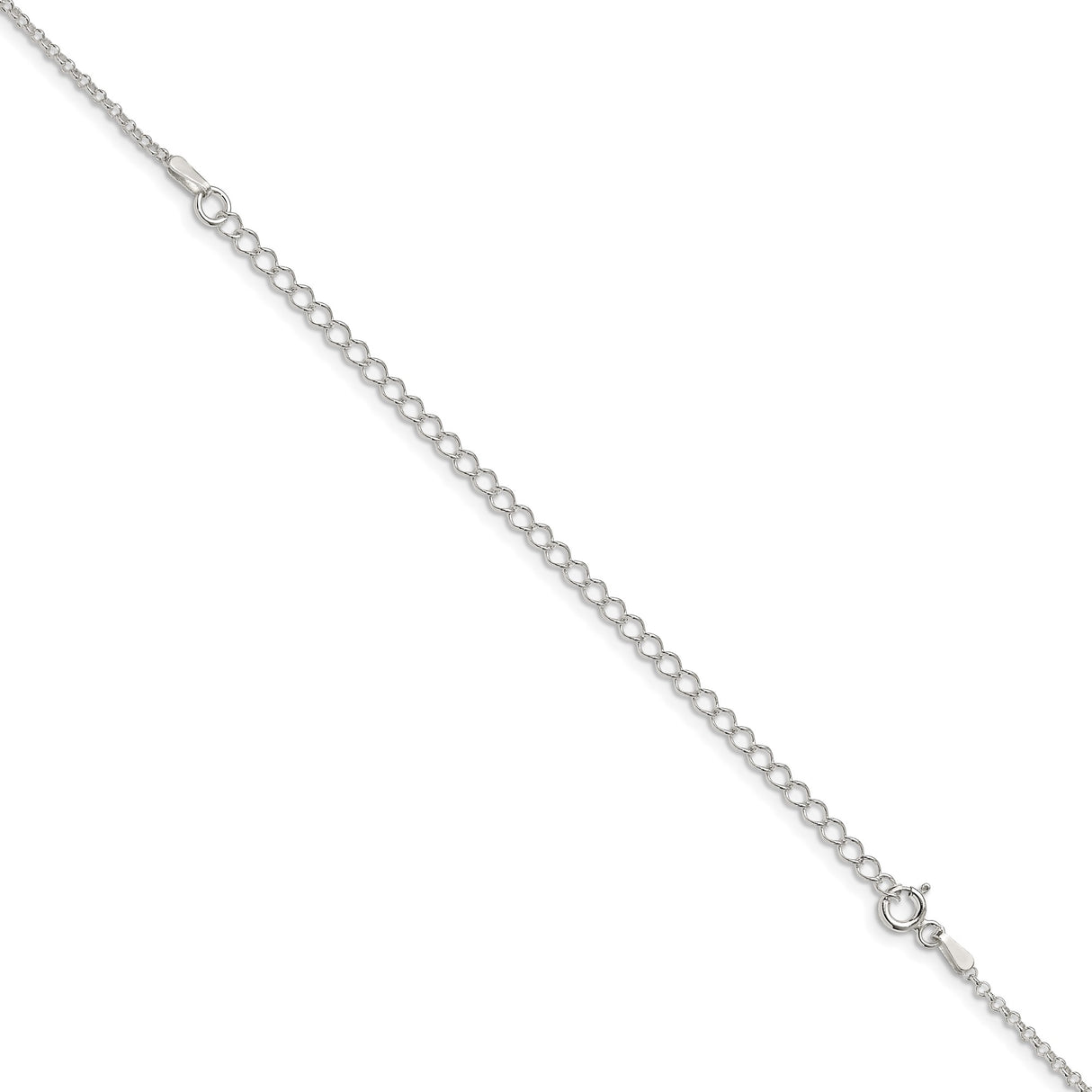 925 White Gold 1.5 mm Polished Chain Necklace, Solid detail view