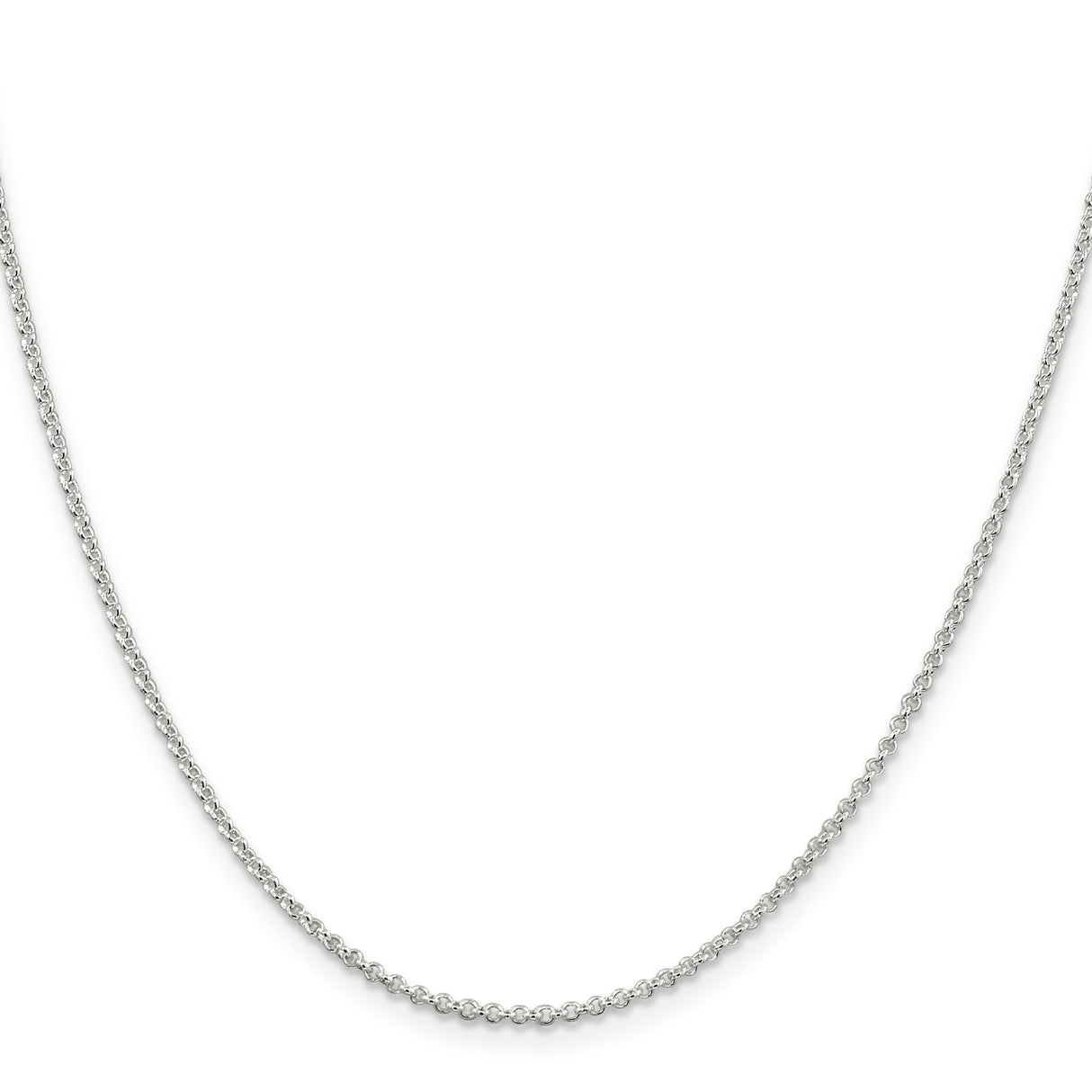 925 White Gold 1.5 mm Polished Chain Necklace, Solid