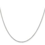 925 White Gold 1.5 mm Polished Chain Necklace, Solid