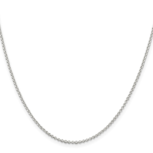 925 White Gold 1.5 mm Polished Chain Necklace, Solid