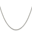925 White Gold 2 mm Polished Chain Necklace, Solid
