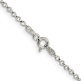 925 White Gold 2 mm Polished Chain Necklace, Solid alternate angle