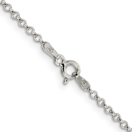925 White Gold 2 mm Polished Chain Necklace, Solid alternate angle