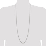 925 White Gold 2 mm Polished Chain Necklace, Solid detail view