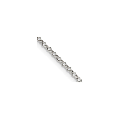 925 White Gold 2 mm Polished Chain Necklace, Solid alternate angle