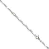 925 White Gold 2 mm Polished Chain Necklace, Solid detail view