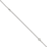 925 White Gold 2 mm Polished Chain Necklace, Solid detail view