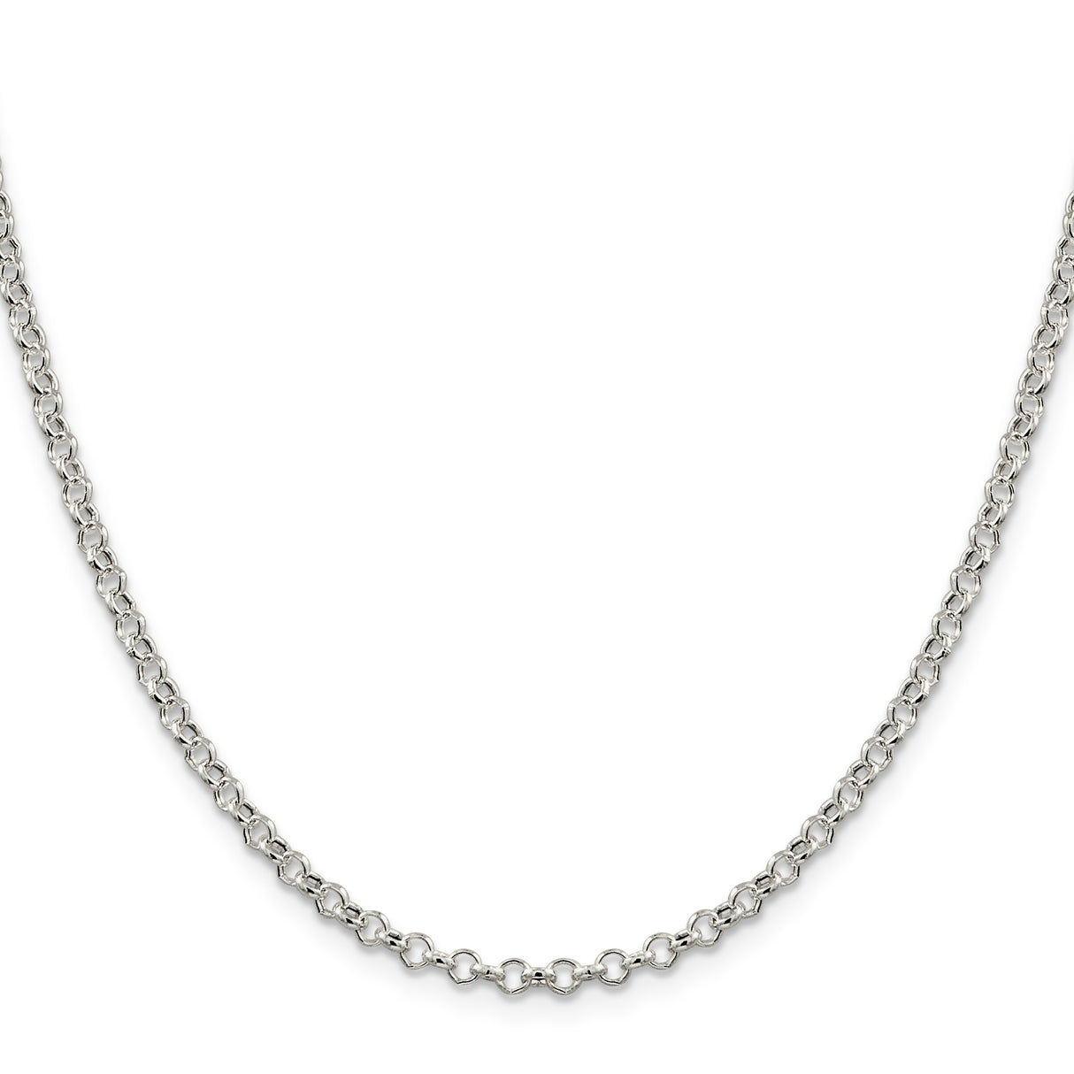 925 White Gold 3 mm Polished Chain Necklace
