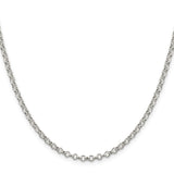 925 White Gold 3 mm Polished Chain Necklace