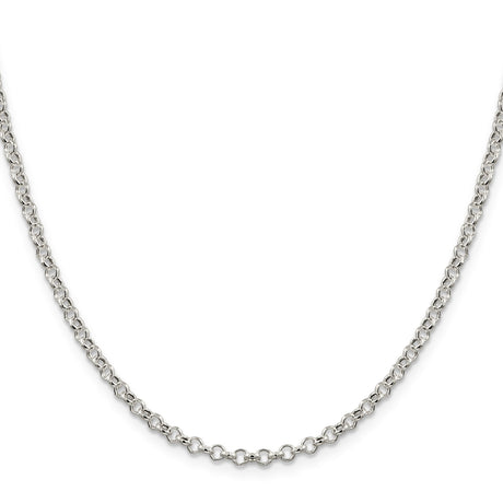 925 White Gold 3 mm Polished Chain Necklace