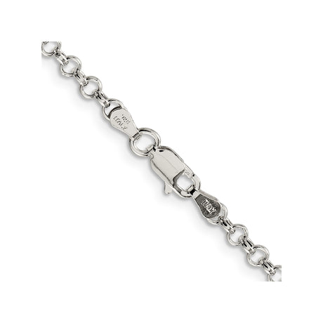 925 White Gold 3 mm Polished Chain Necklace alternate angle