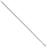 925 White Gold 3 mm Polished Chain Bracelet