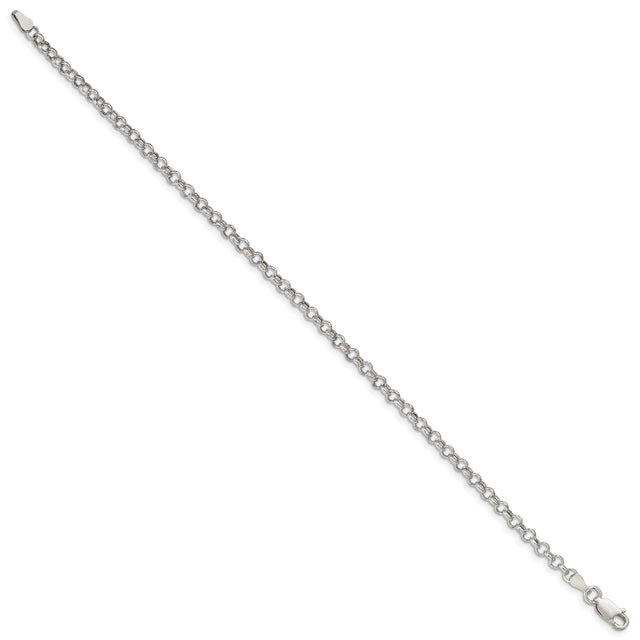 925 White Gold 3 mm Polished Chain Bracelet