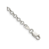 925 White Gold 3 mm Polished Chain Bracelet shown for scale