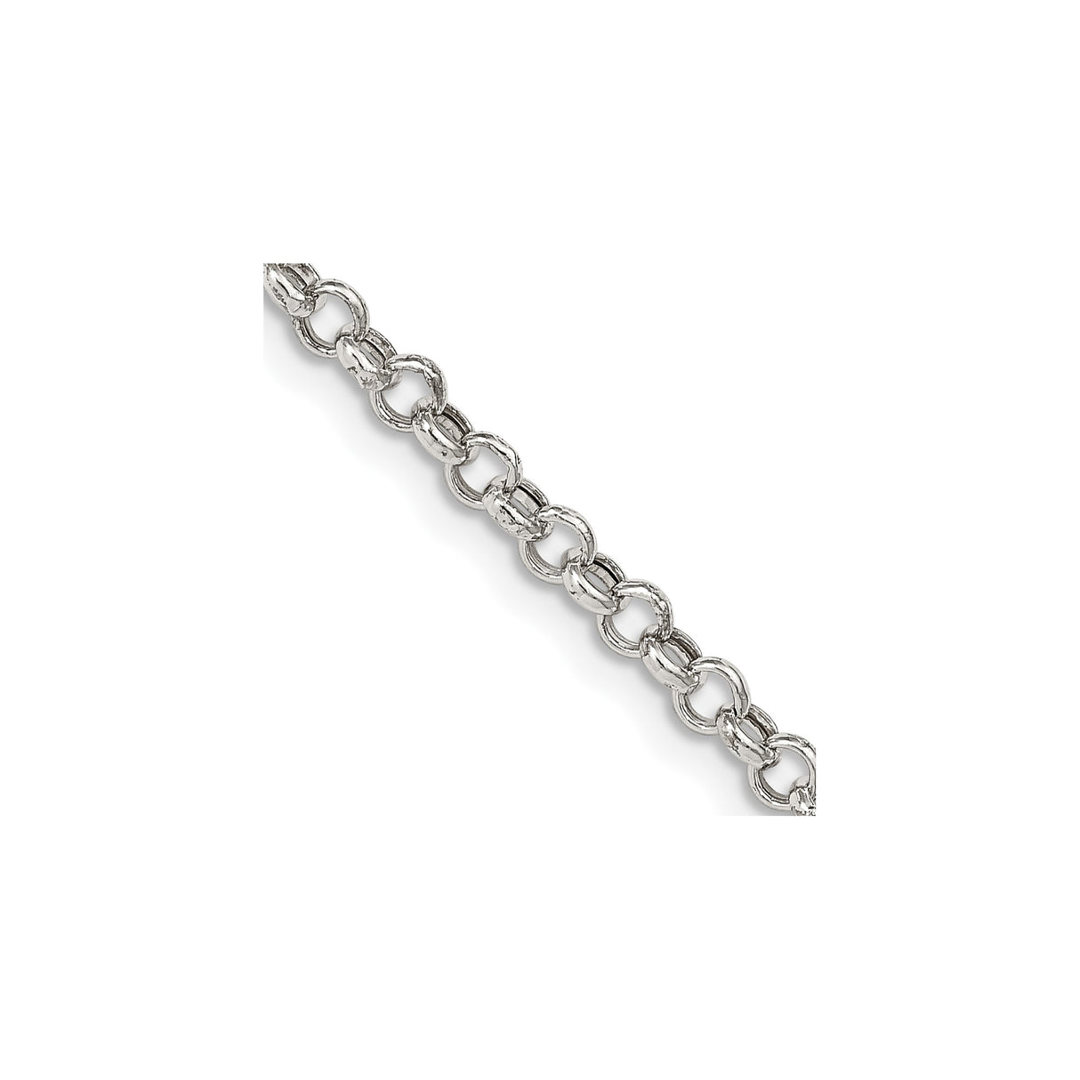 925 White Gold 3 mm Polished Chain Necklace detail view