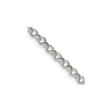 925 White Gold 3 mm Polished Chain Necklace detail view