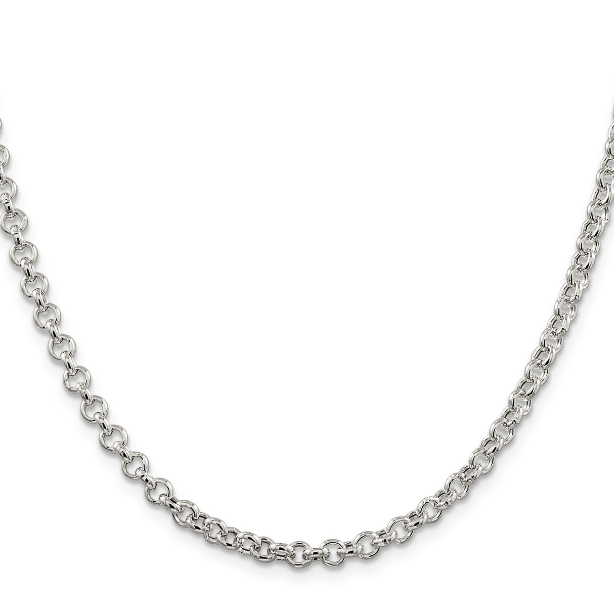 925 White Gold 4.25 mm Polished Chain Necklace