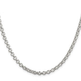 925 White Gold 4.25 mm Polished Chain Necklace