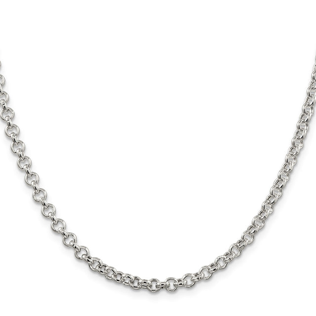 925 White Gold 4.25 mm Polished Chain Necklace