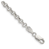 925 White Gold 4.25 mm Polished Chain Bracelet shown for scale