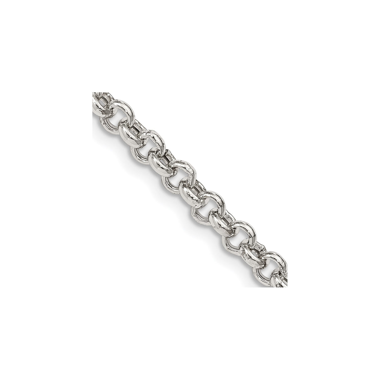925 White Gold 4.25 mm Polished Chain Necklace detail view