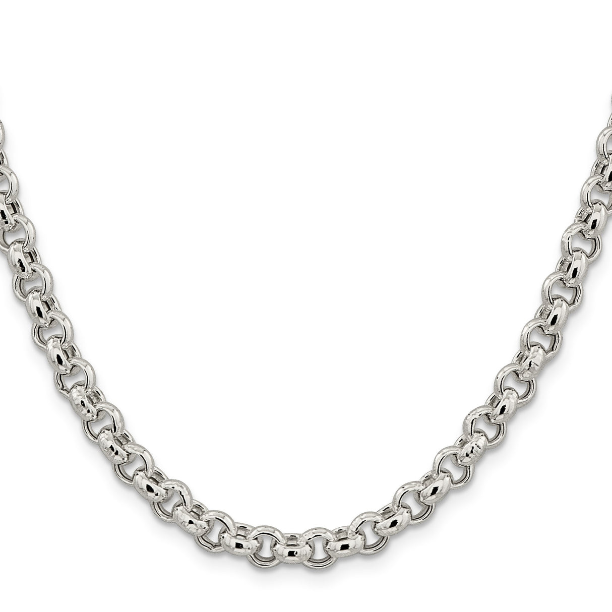 925 White Gold 6.5 mm Polished Chain Necklace