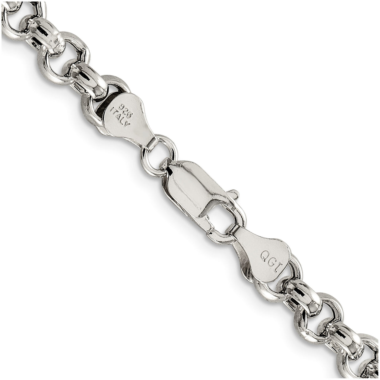 925 White Gold 6.5 mm Polished Chain Necklace alternate angle
