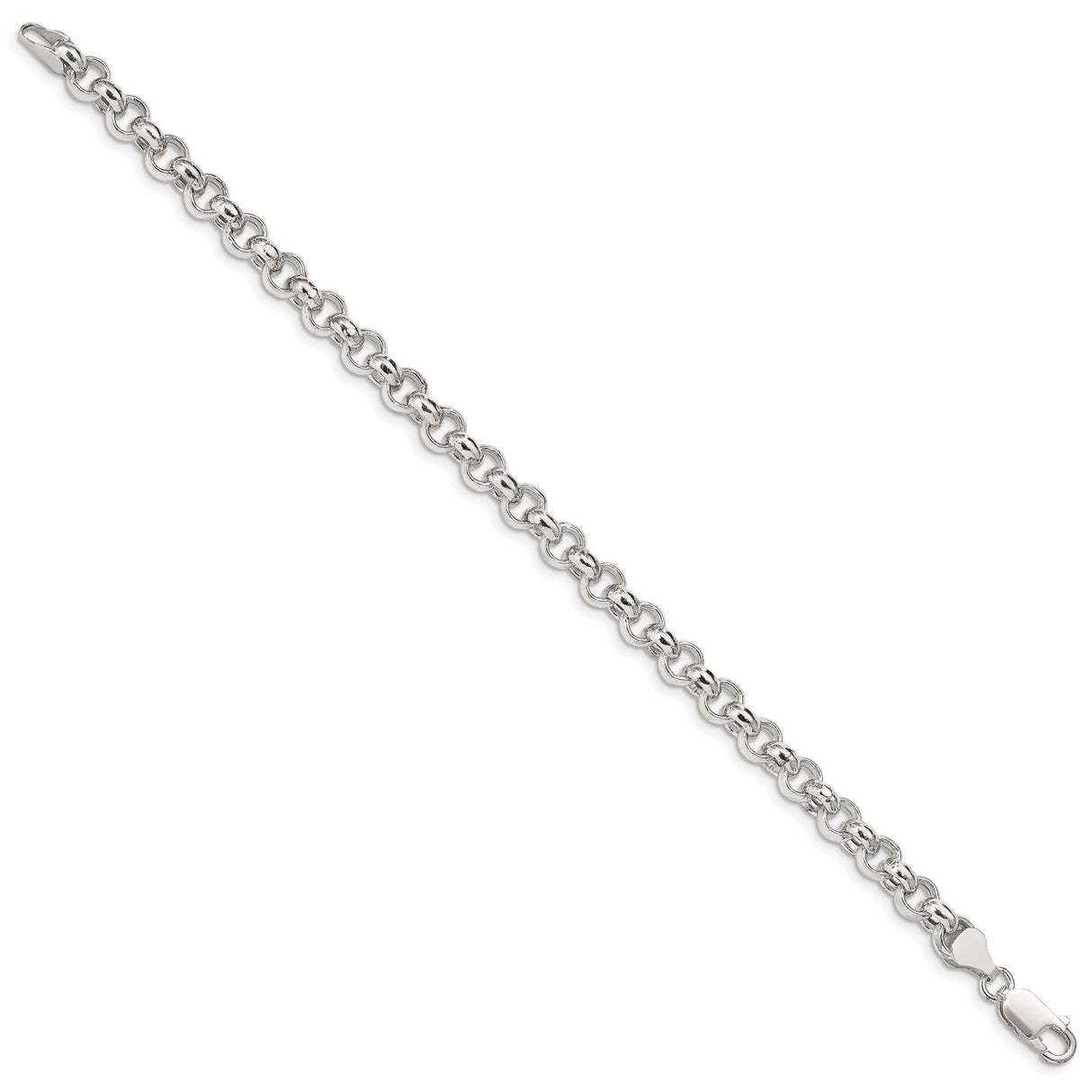 925 White Gold 6.5 mm Polished Chain Bracelet