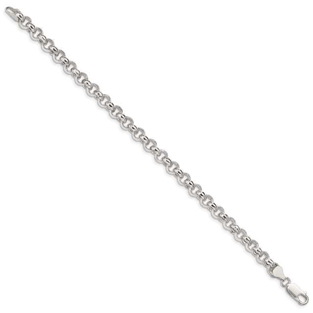925 White Gold 6.5 mm Polished Chain Bracelet