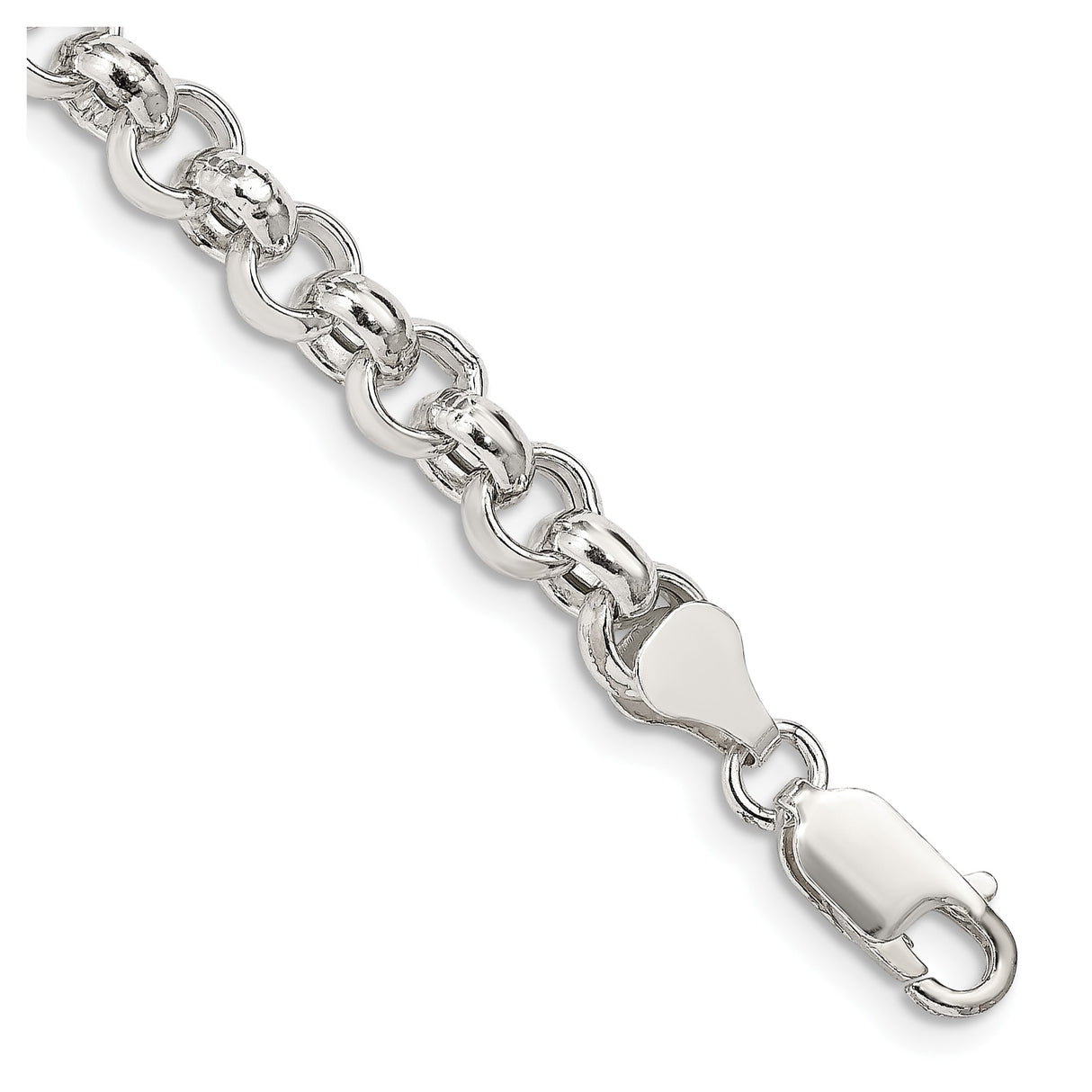 925 White Gold 6.5 mm Polished Chain Bracelet shown for scale