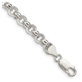 925 White Gold 6.5 mm Polished Chain Bracelet shown for scale