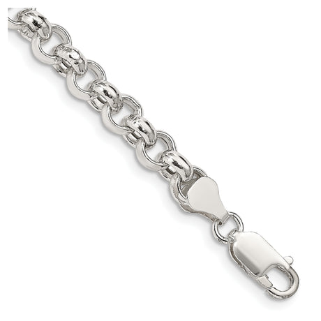 925 White Gold 6.5 mm Polished Chain Bracelet shown for scale
