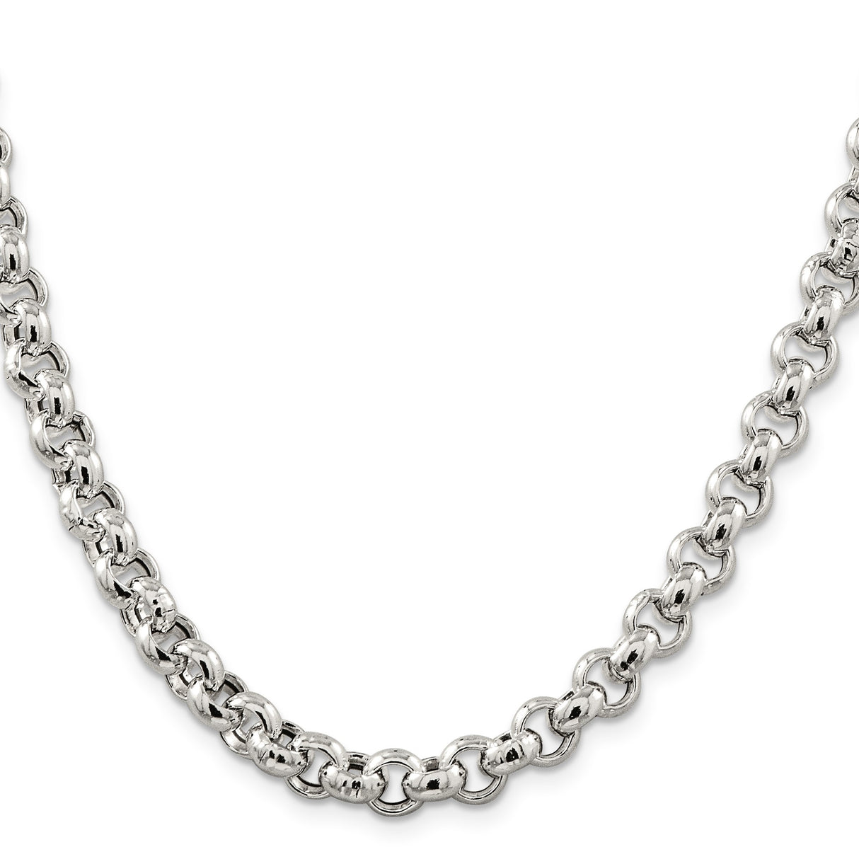 925 White Gold 7.75 mm Polished Chain Necklace