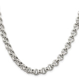 925 White Gold 7.75 mm Polished Chain Necklace