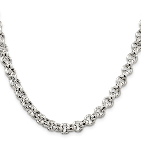 925 White Gold 7.75 mm Polished Chain Necklace