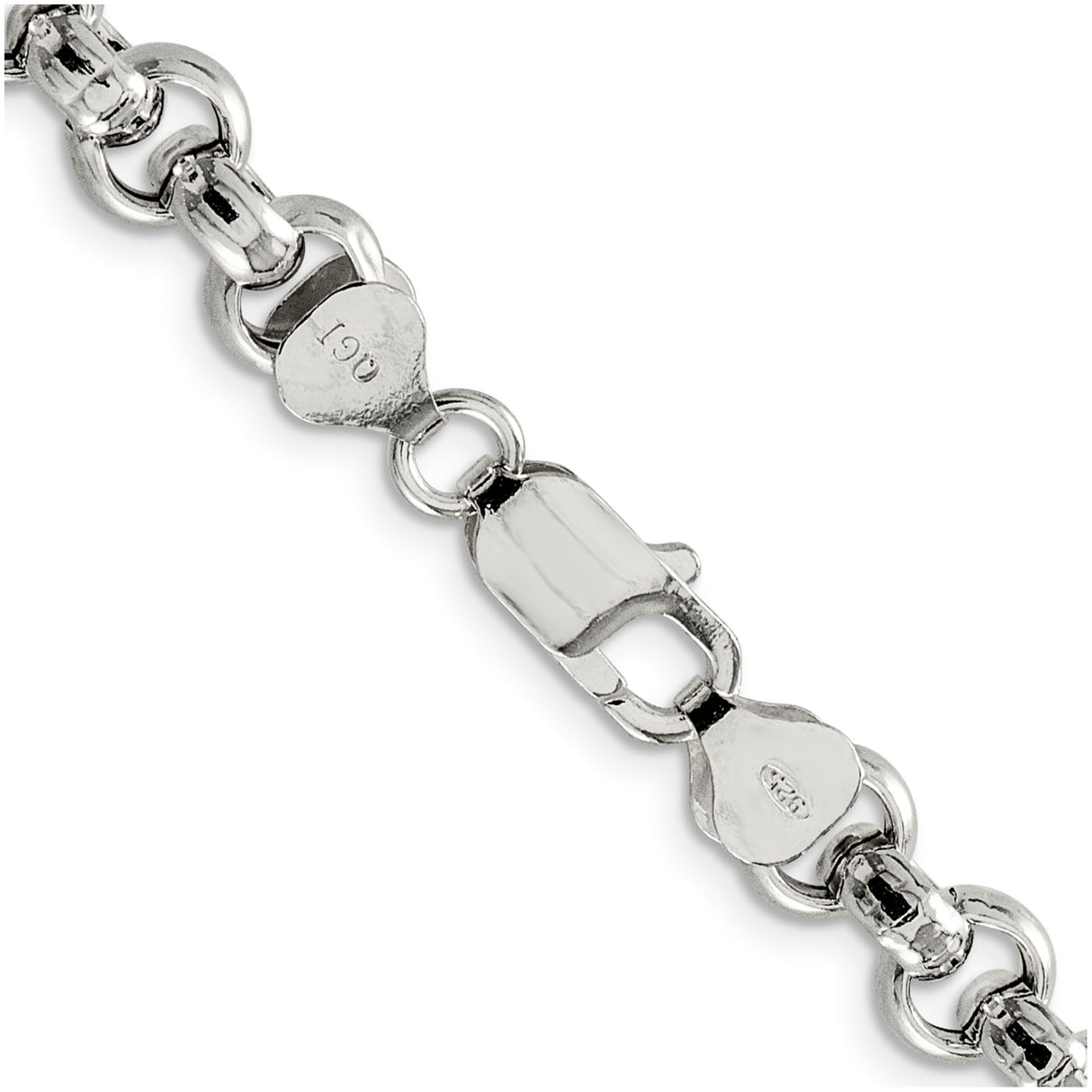 925 White Gold 7.75 mm Polished Chain Necklace alternate angle