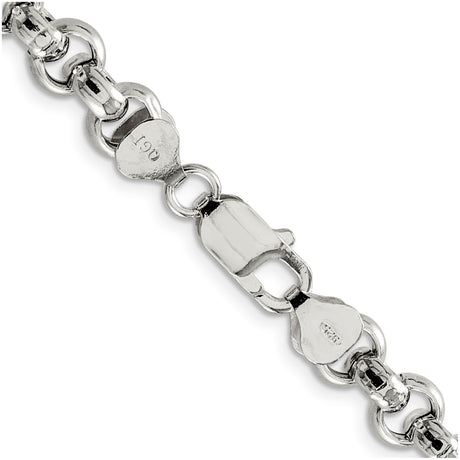 925 White Gold 7.75 mm Polished Chain Necklace alternate angle
