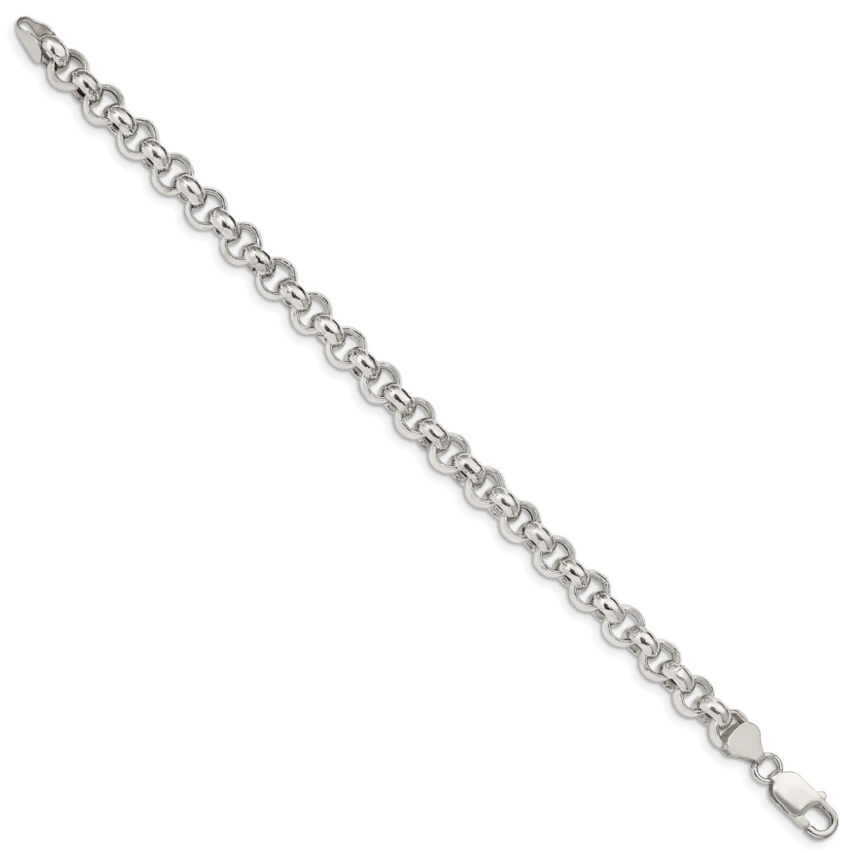 925 White Gold 7.75 mm Polished Chain Bracelet