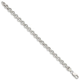 925 White Gold 7.75 mm Polished Chain Bracelet