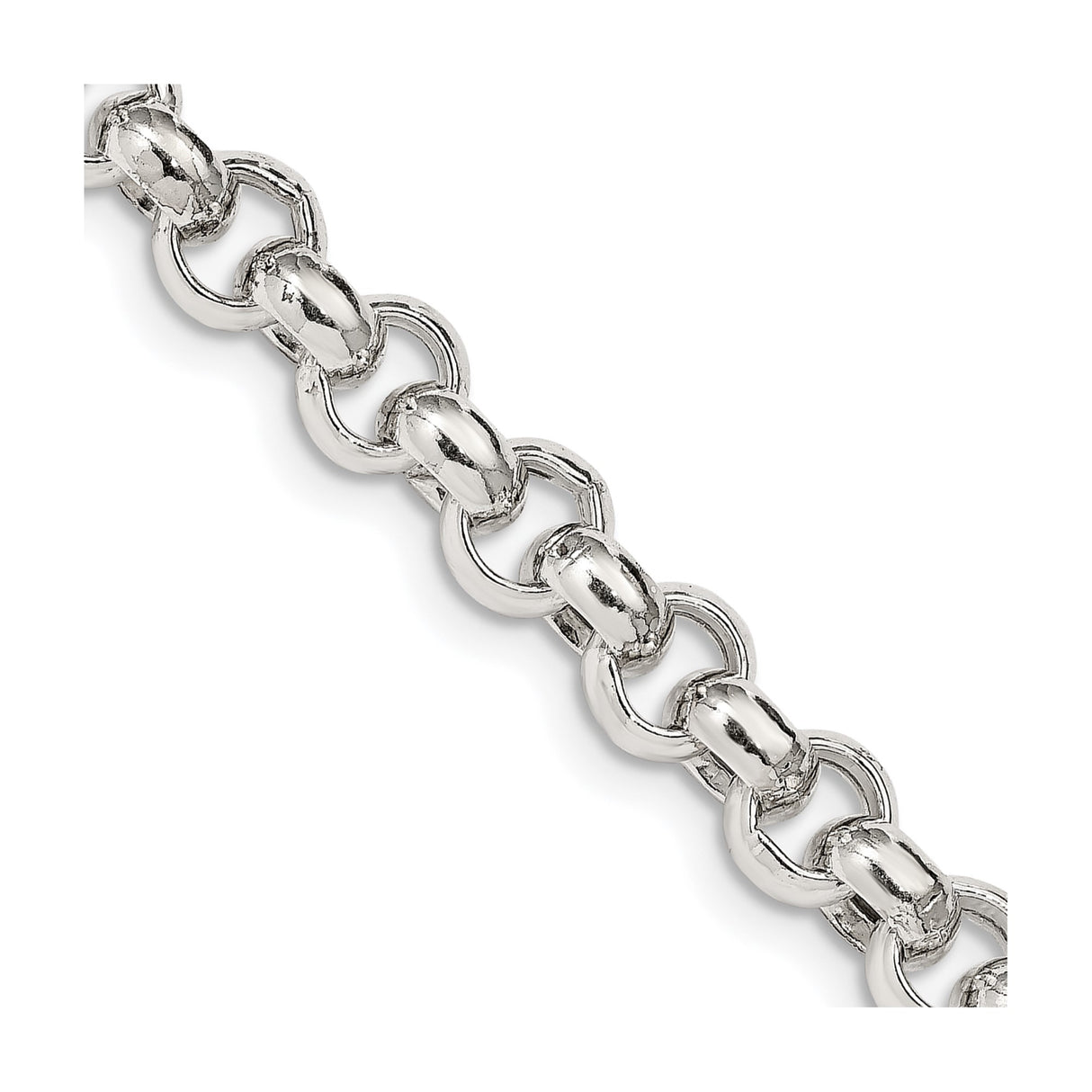 925 White Gold 7.75 mm Polished Chain Necklace detail view