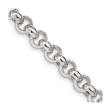 925 White Gold 7.75 mm Polished Chain Necklace detail view