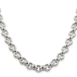 925 White Gold 9.5 mm Polished Chain Necklace