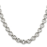 925 White Gold 9.5 mm Polished Chain Necklace