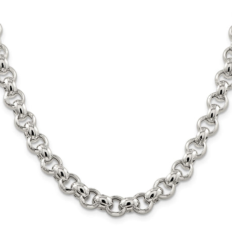925 White Gold 9.5 mm Polished Chain Necklace