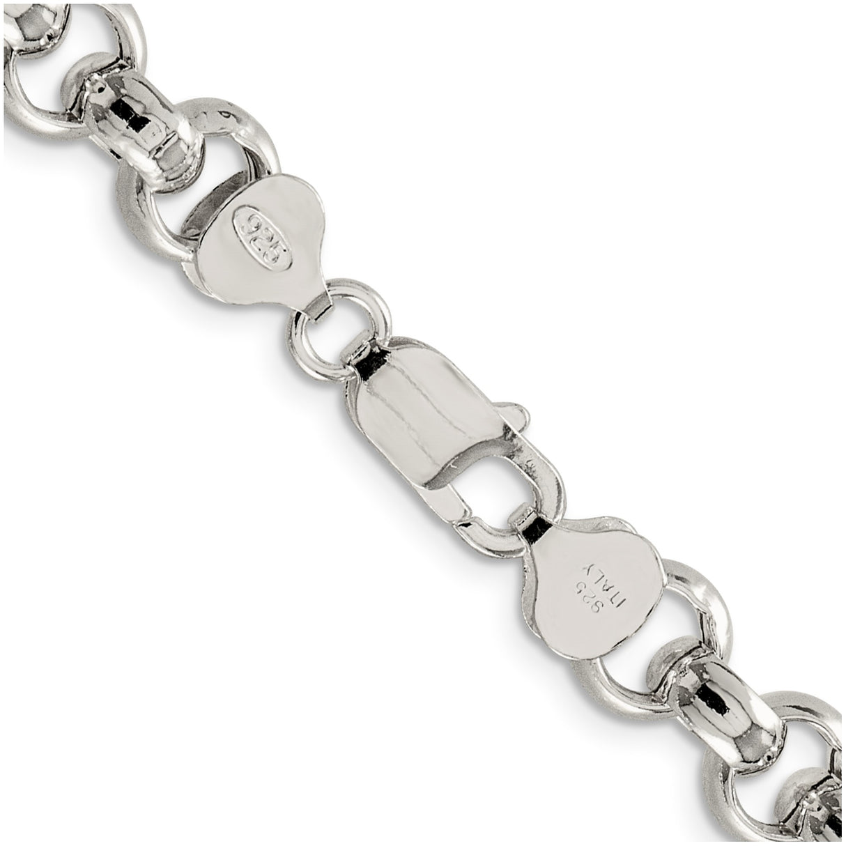 925 White Gold 9.5 mm Polished Chain Necklace alternate angle