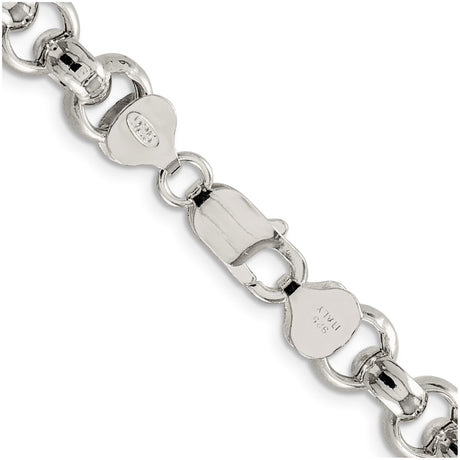 925 White Gold 9.5 mm Polished Chain Necklace alternate angle