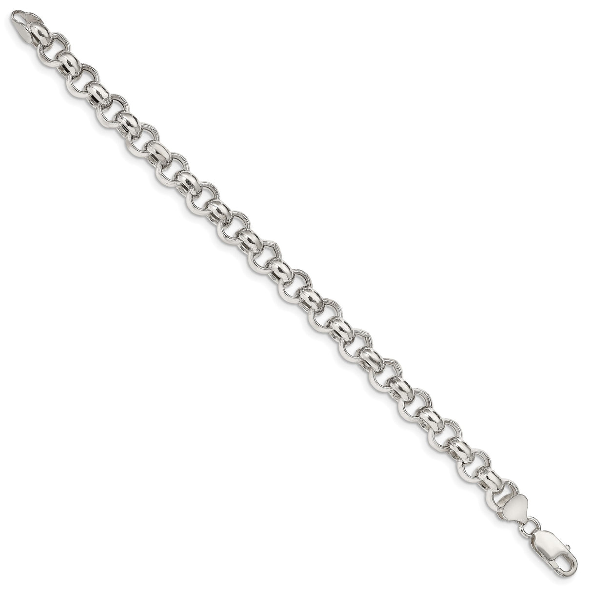 925 White Gold 9.5 mm Polished Chain Bracelet