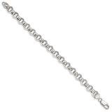 925 White Gold 9.5 mm Polished Chain Bracelet